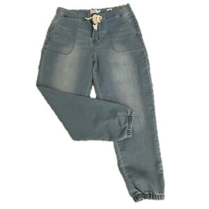 True Craft Stretch Denim Joggers Button Front and String Tie with 4 Pock…